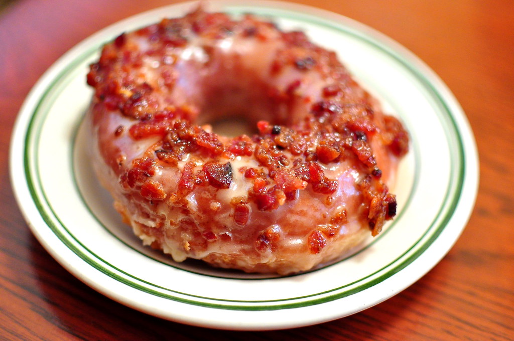 The Nickel Diner signature dishes Maple Glazed Bacon Donut, various hashes, Catfish with Corn Cakes.